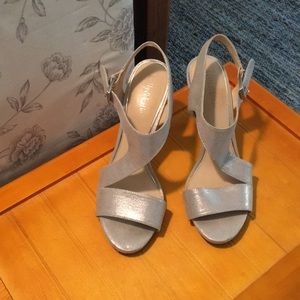 Silver metallic heels